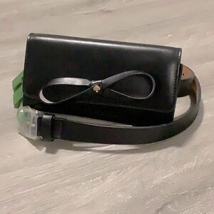 Kate Spade Black smooth leather belt Wallet with Bow